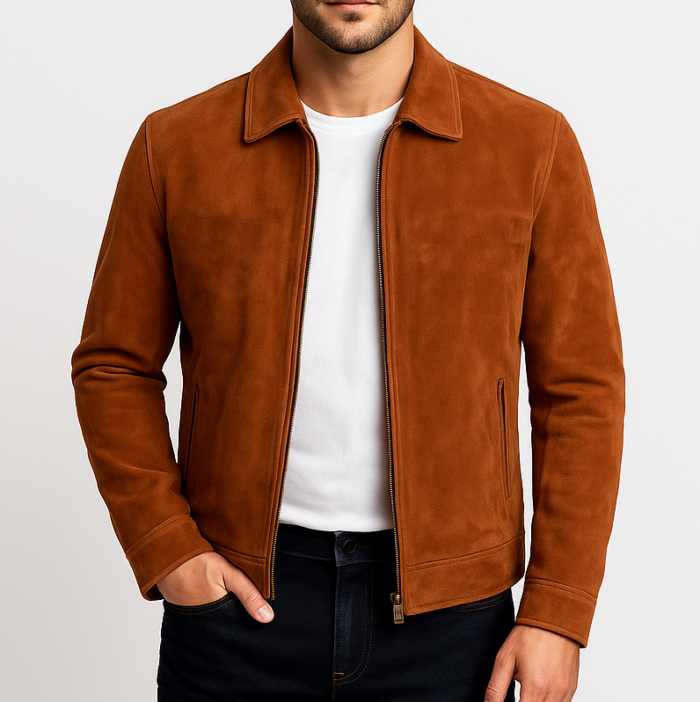Ryder Tan Bomber Jacket - Suede Edition - Image 1
