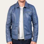 Brad Biker Blue Jacket - Semi-Aniline Edition