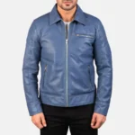 Brad Biker Blue Jacket - Semi-Aniline Edition - Image 3