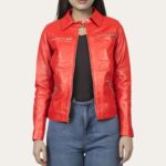 Emma Red Biker Jacket - Semi Aniline Edition