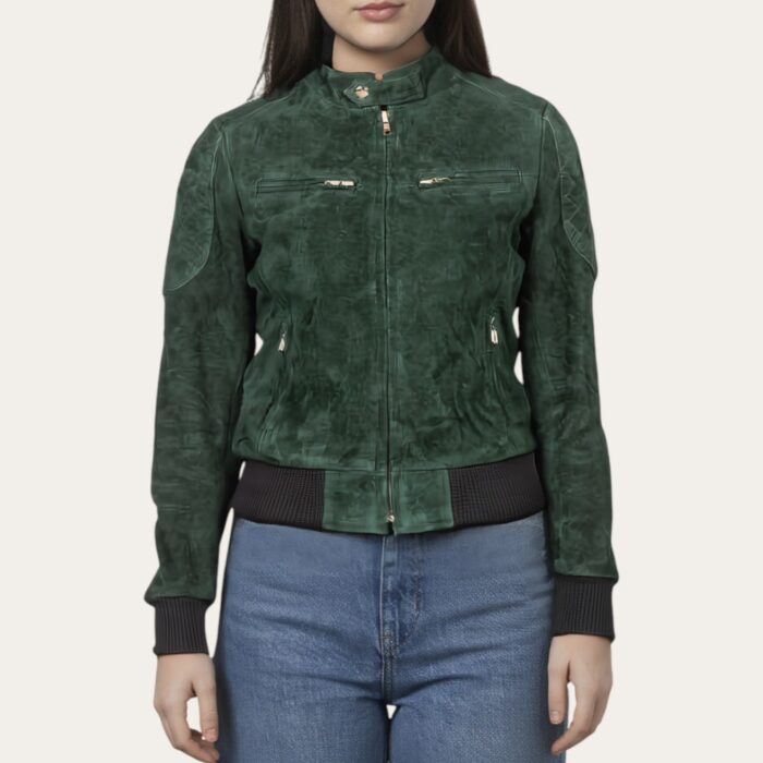 Aurora Green Bomber Jacket - Suede Edition - Image 1