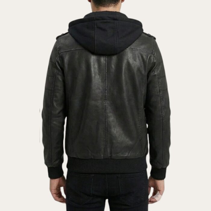 Baldwin Dark Grey Bomber Hooded Jacket - Image 2
