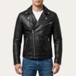 Angeles Black Biker Jacket - Semi Aniline Edition