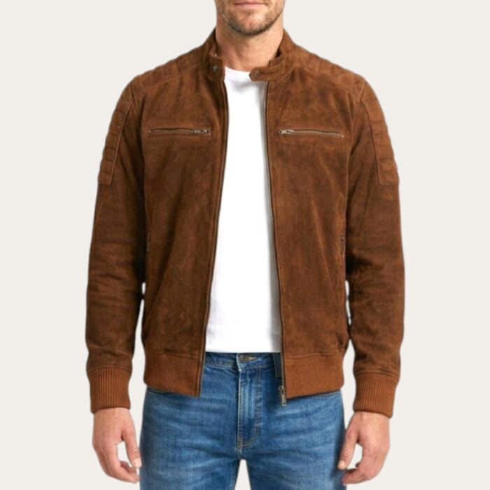 San Diego Brown Bomber Jacket - Suede Edition - Image 1