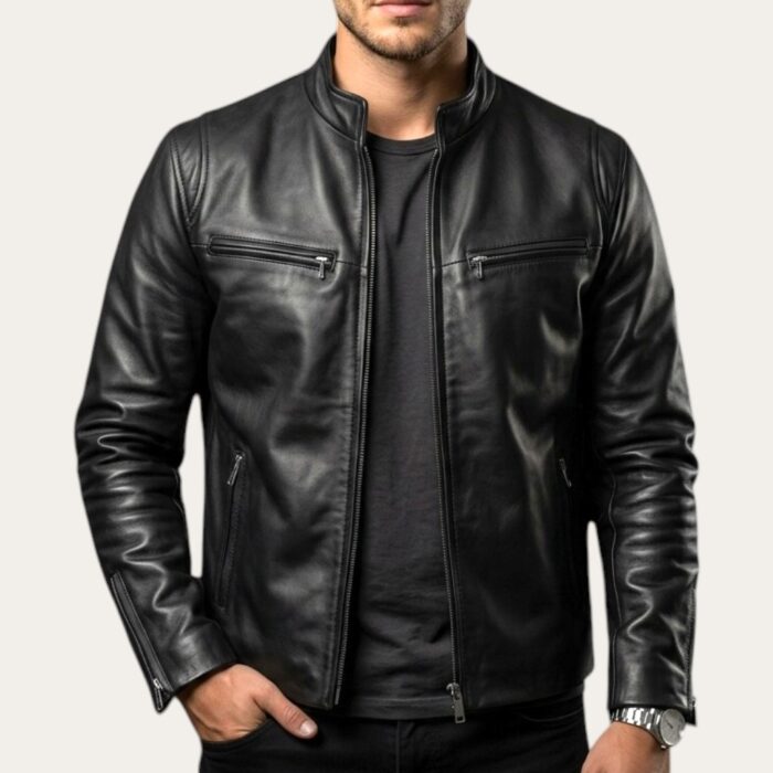Modoc Black Cafe Racer Jacket - Aniline Edition - Image 1