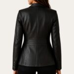 Charlotte Two-Button Black Leather Blazer – Aniline Edition - Image 2