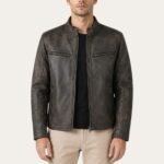 Modoc Distressed Brown Cafe Racer Leather Jacket