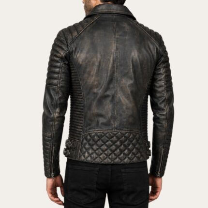 Fairfield Distressed Brown Biker Jacket Back Side