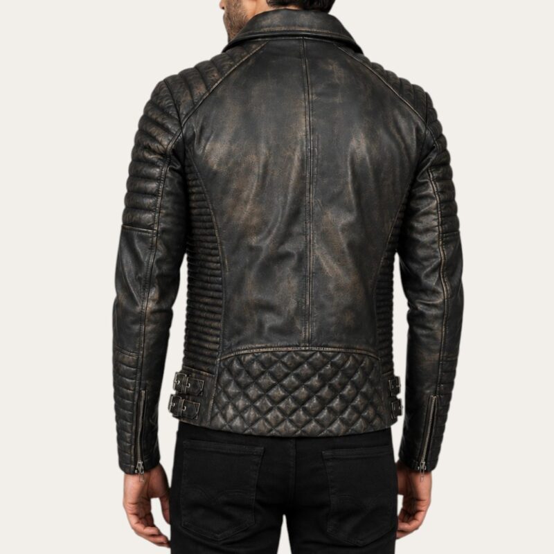 Fairfield Distressed Brown Biker Jacket Back Side