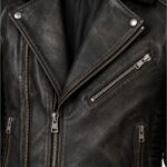 Fairfield Distressed Brown Biker Jacket Closeup