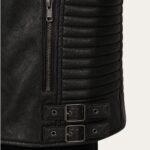Fairfield Distressed Brown Biker Jacket Closeup 3