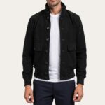 Hartford Black Bomber Jacket Front Side