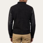 Roy Hybrid Leather Black Bomber Jacket - Image 2