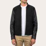 Roy Hybrid Leather Black Bomber Jacket